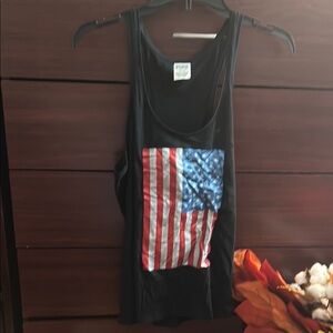 Pink USA American Flag Bling Tank Top